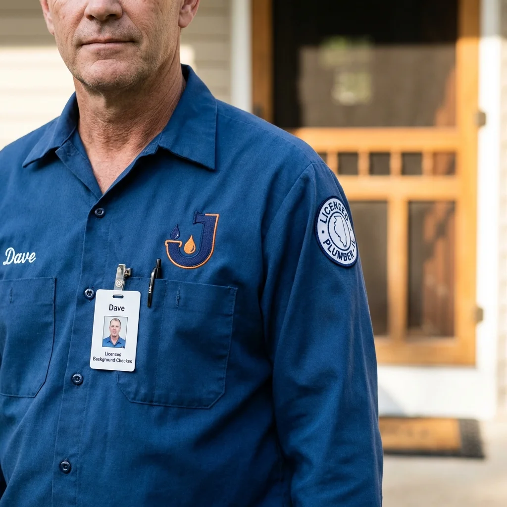 Licensed plumber showing ID badge in Carroll, IA