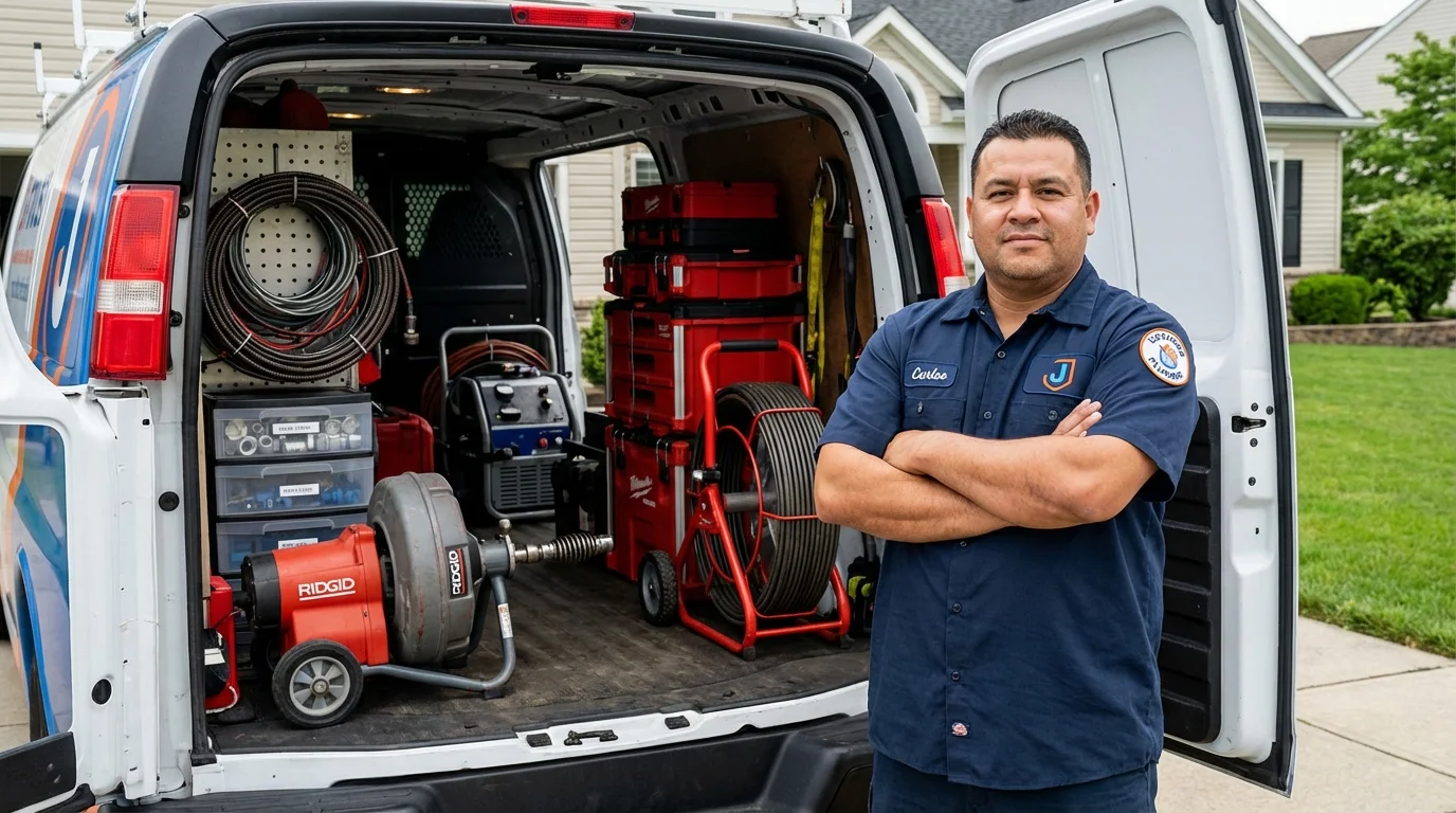 Professional drain cleaning equipment and Johns Plumbing LLC plumber in Carroll