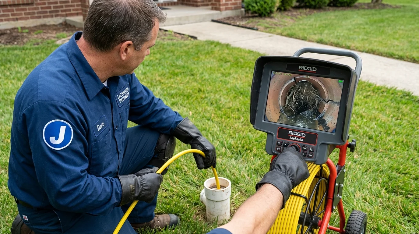 Sewer camera inspection being performed by Johns Plumbing LLC in Carroll